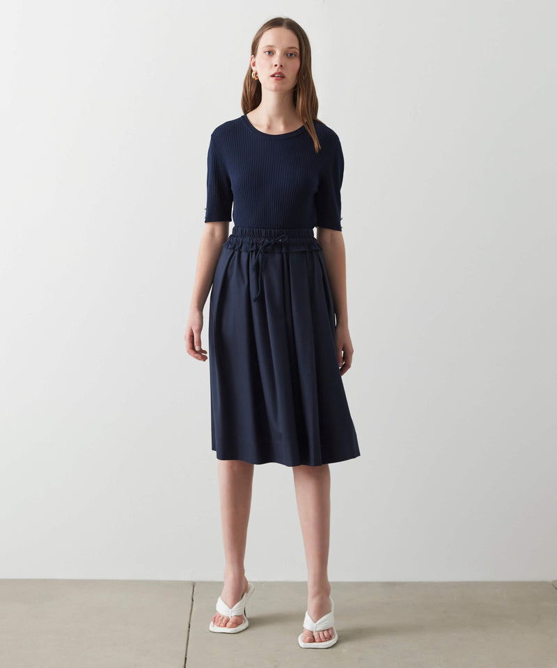 Ipekyol Elastic Waist Midi Skirt Navy