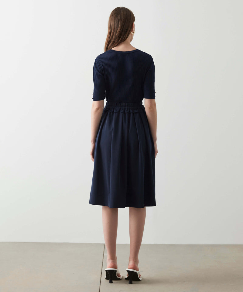 Ipekyol Elastic Waist Midi Skirt Navy