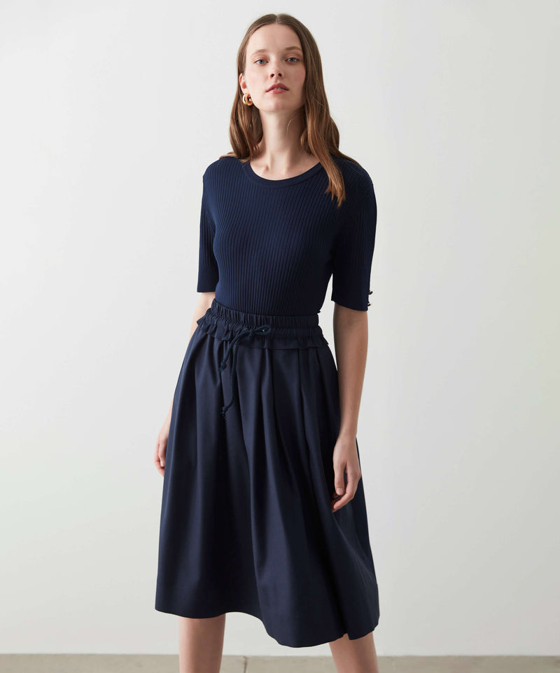 Ipekyol Elastic Waist Midi Skirt Navy