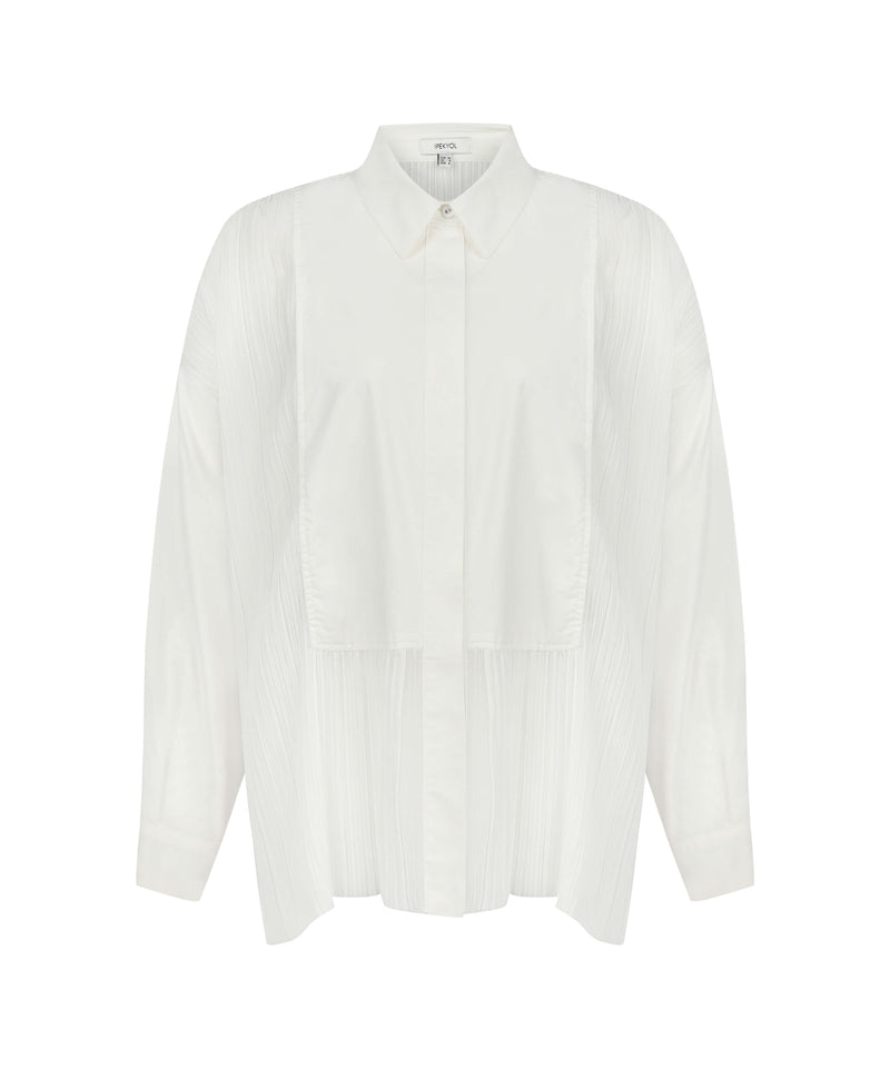 Ipekyol Pleat Fabric Mix Shirt Off White