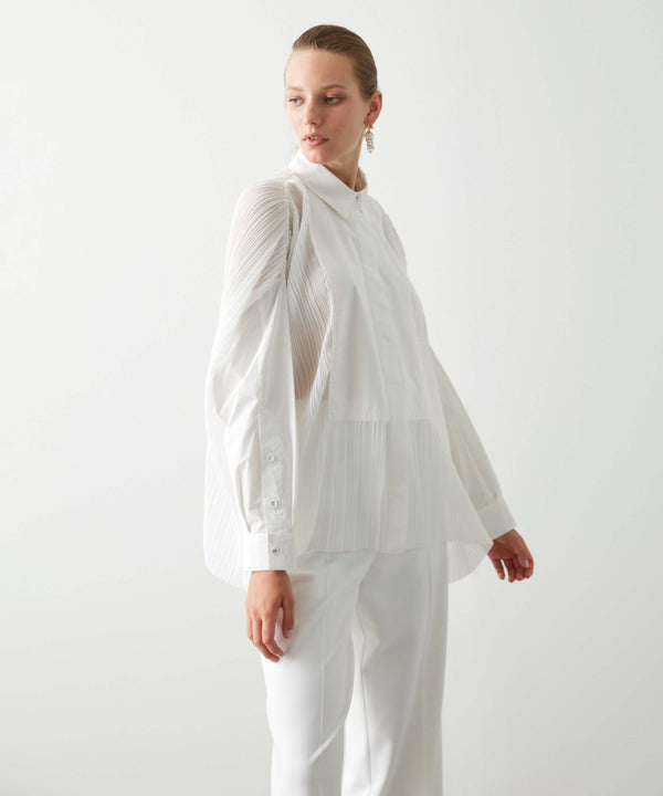 Ipekyol Pleat Fabric Mix Shirt Off White