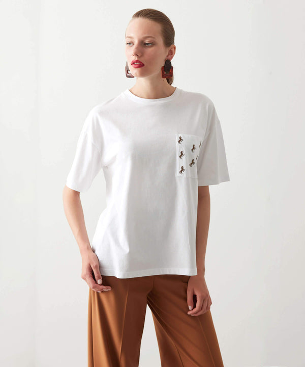 Ipekyol Embroidered Detail T-Shirt White
