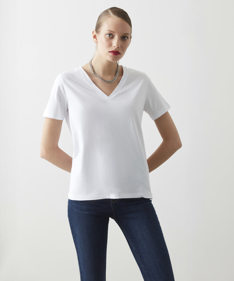 Ipekyol Basic V-Neck T-Shirt Optique White