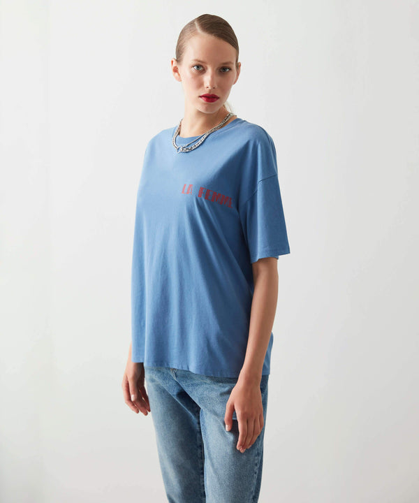 Ipekyol Slogan Printed T-Shirt Blue