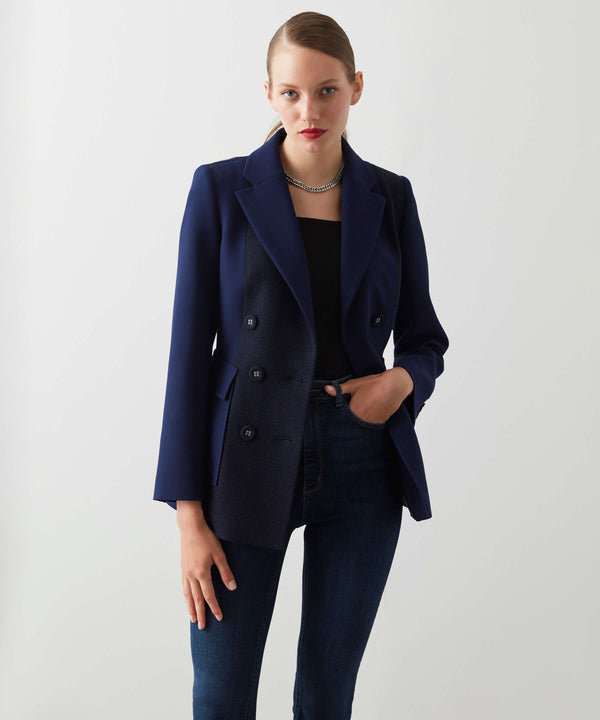 Ipekyol Fabric Mix Blazer Navy