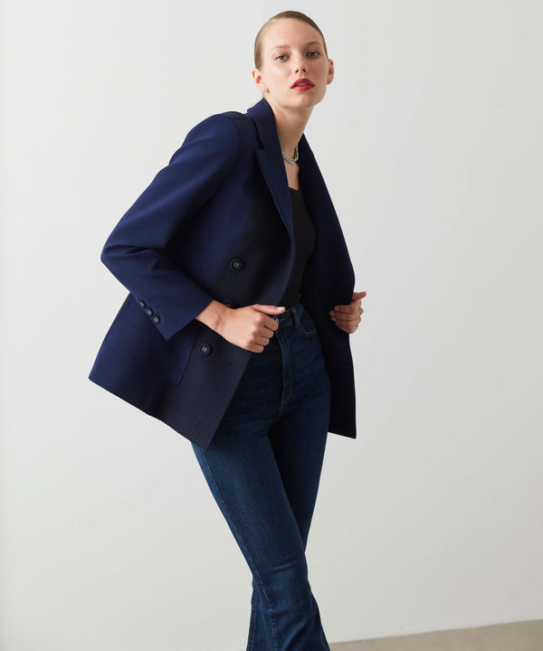 Ipekyol Fabric Mix Blazer Navy