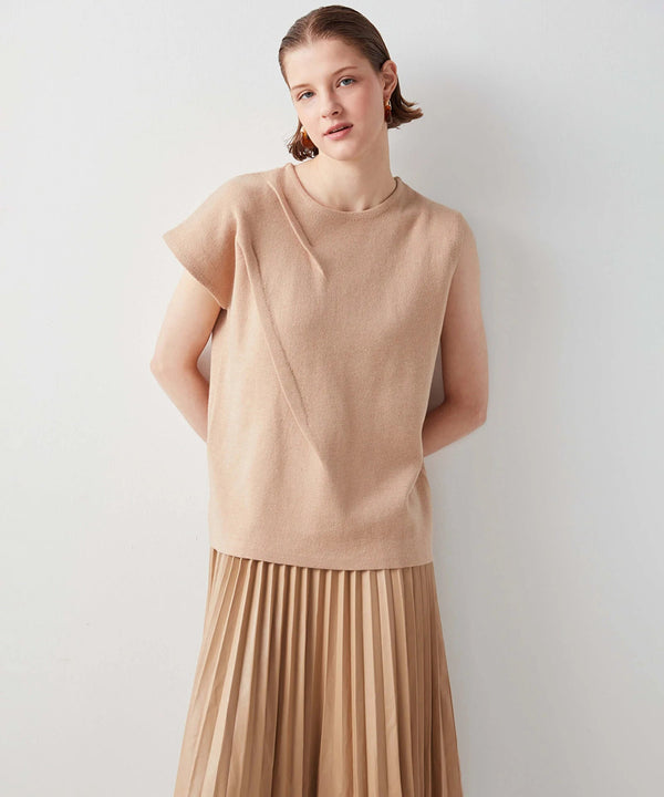 Ipekyol Knitted Pleated Dress Camel
