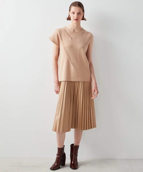 Ipekyol Knitted Pleated Dress Camel
