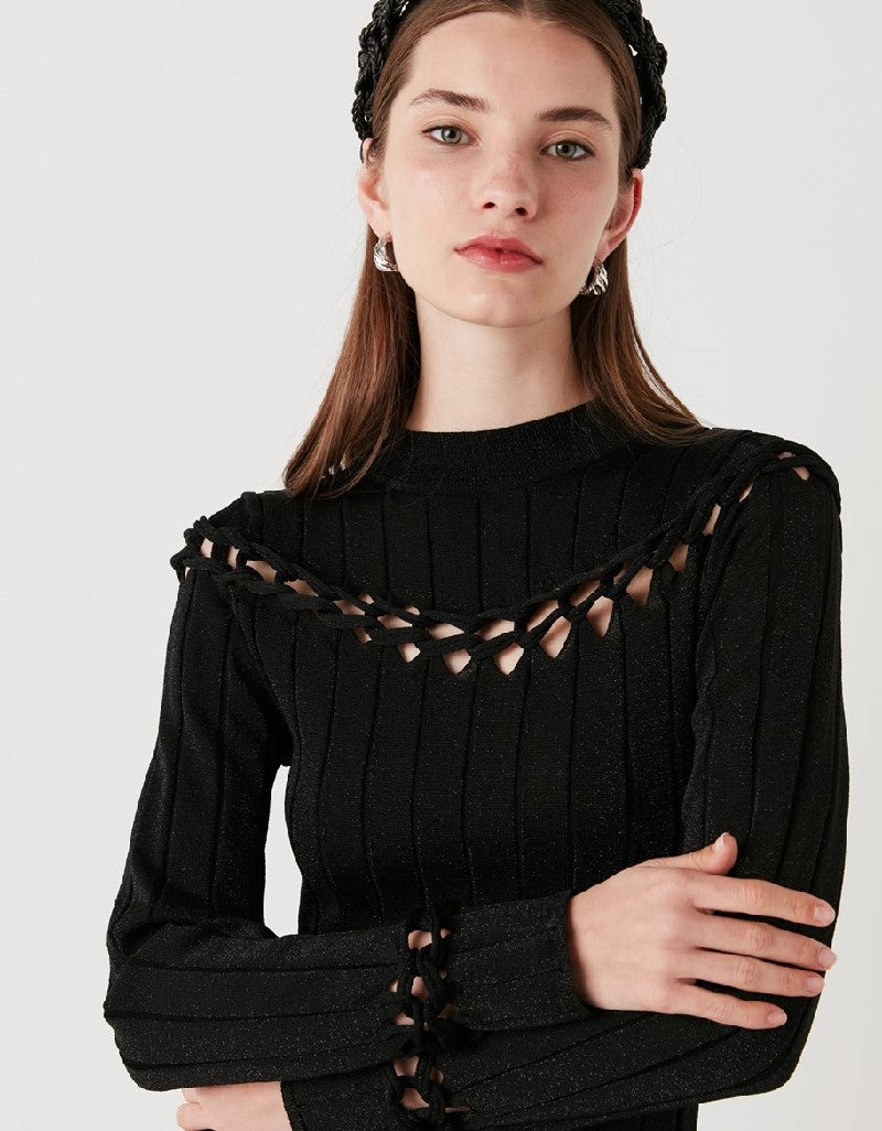 Ipekyol Cutout Knitted Midi Dress Black