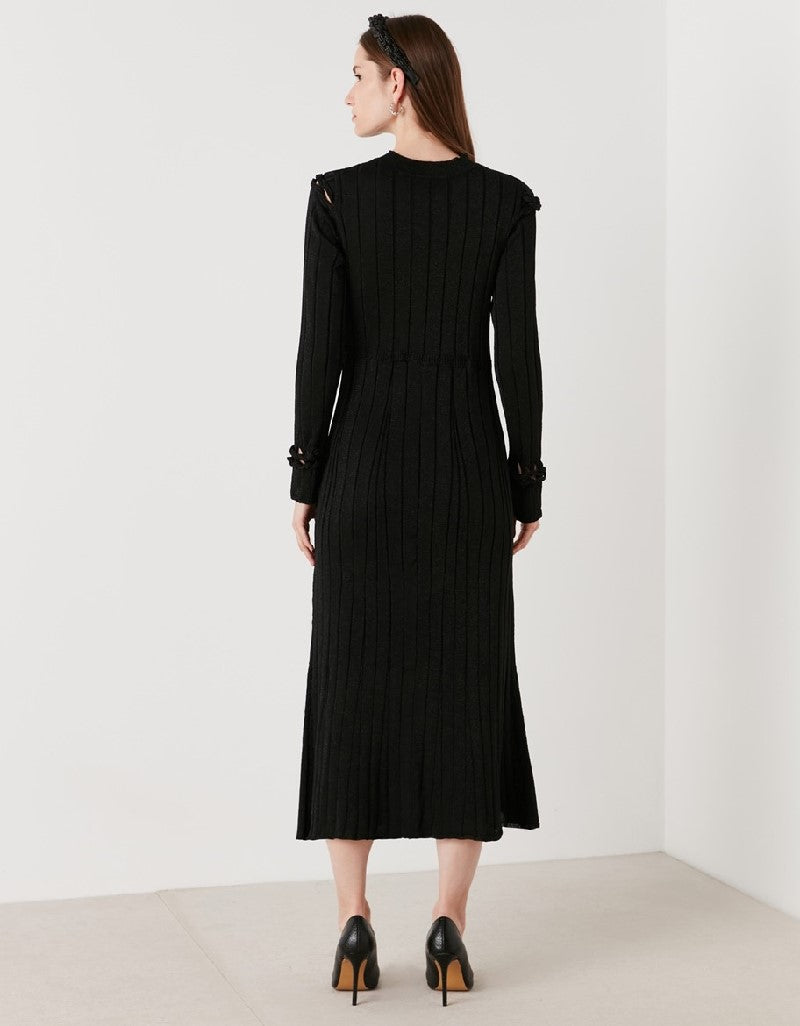 Ipekyol Cutout Knitted Midi Dress Black