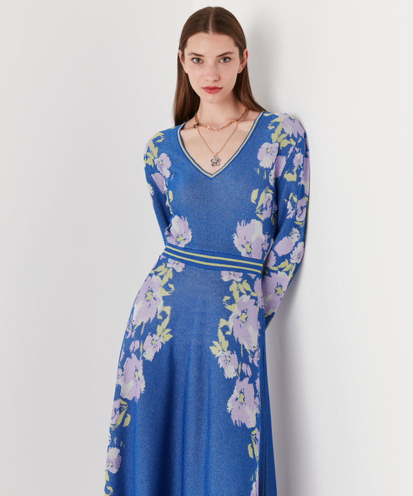 Ipekyol Knitted Intarsia Long Dress Light Blue