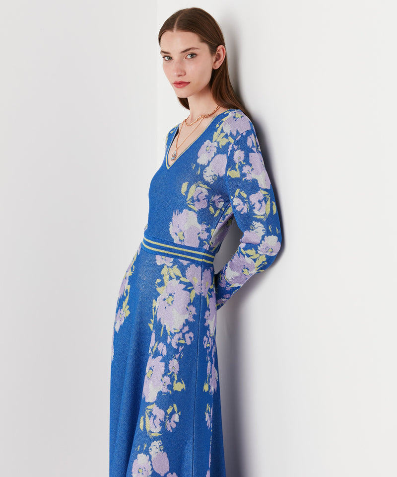 Ipekyol Knitted Intarsia Long Dress Light Blue