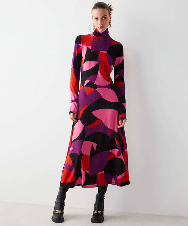 Ipekyol Abstract Pattern Midi Dress Dark Purple