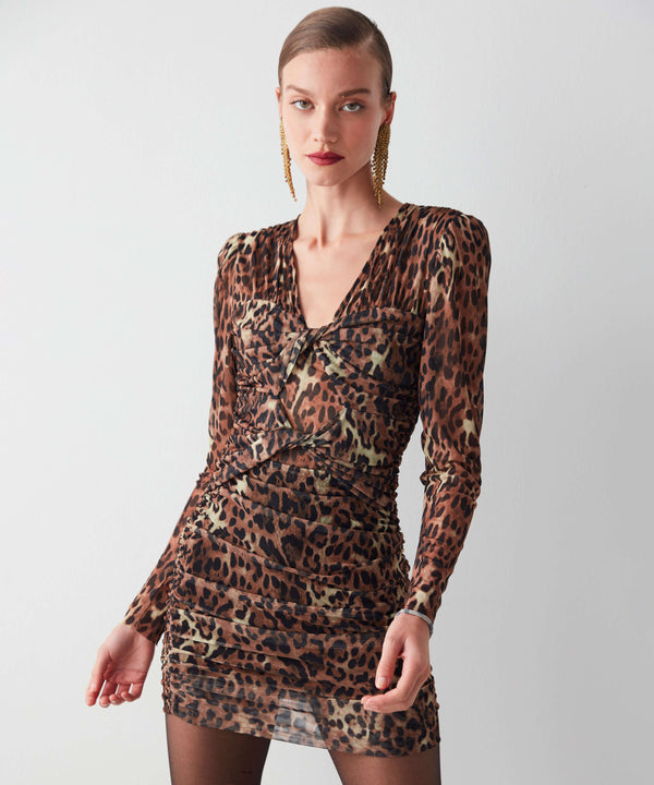 Ipekyol Leopard Print Mini Dress Brown