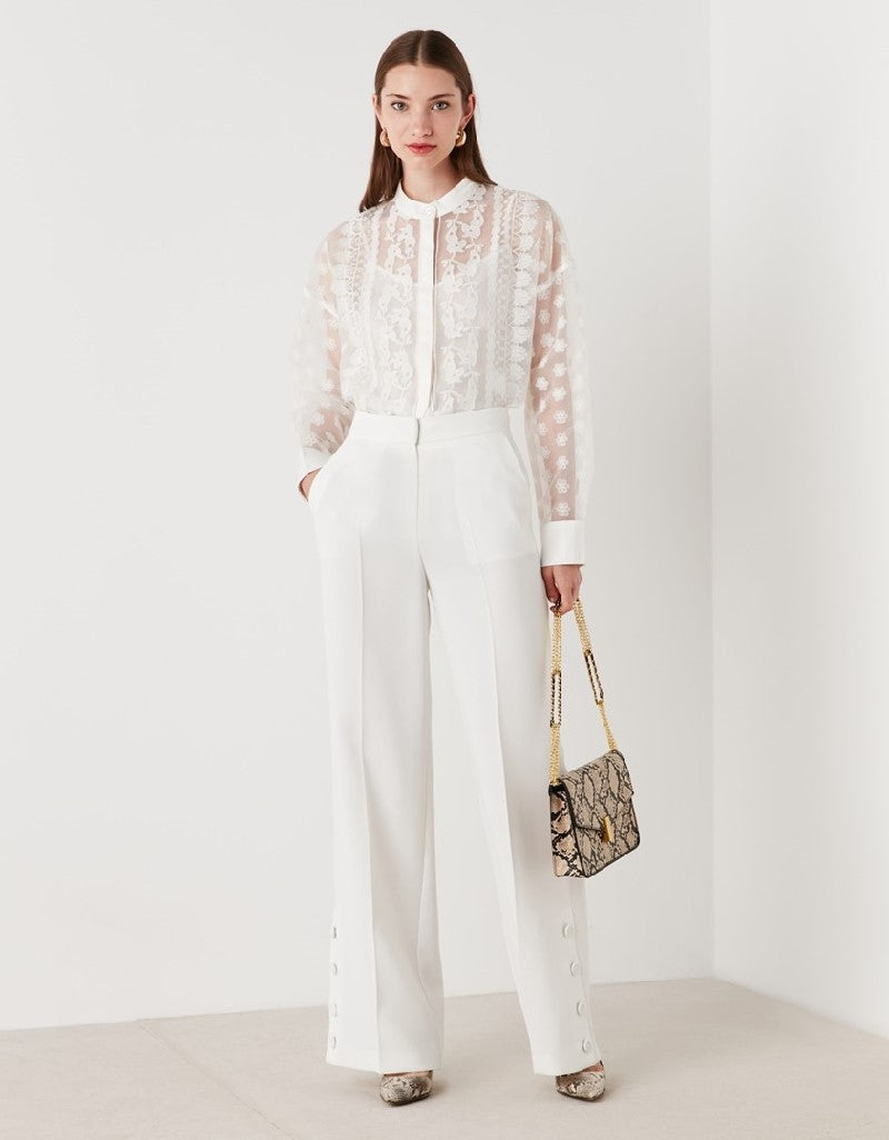 Ipekyol Side Button Leg Solid Trouser Off White – Wardrobe Fashion IN