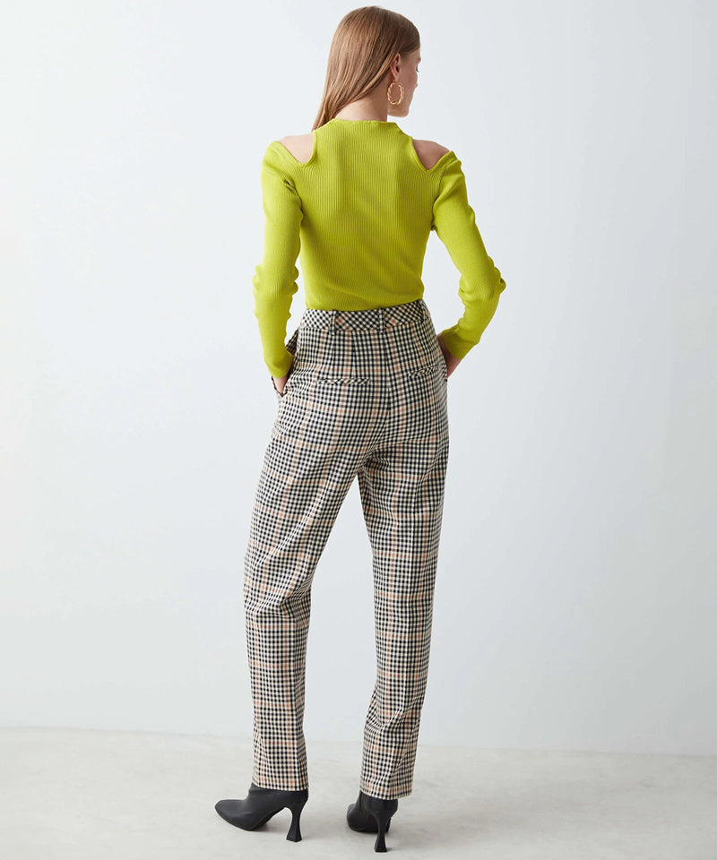 Ipekyol All Over Checkered High Waist Trouser L.Brown