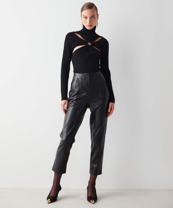 Ipekyol Synthetic Leather Look Trousers Black