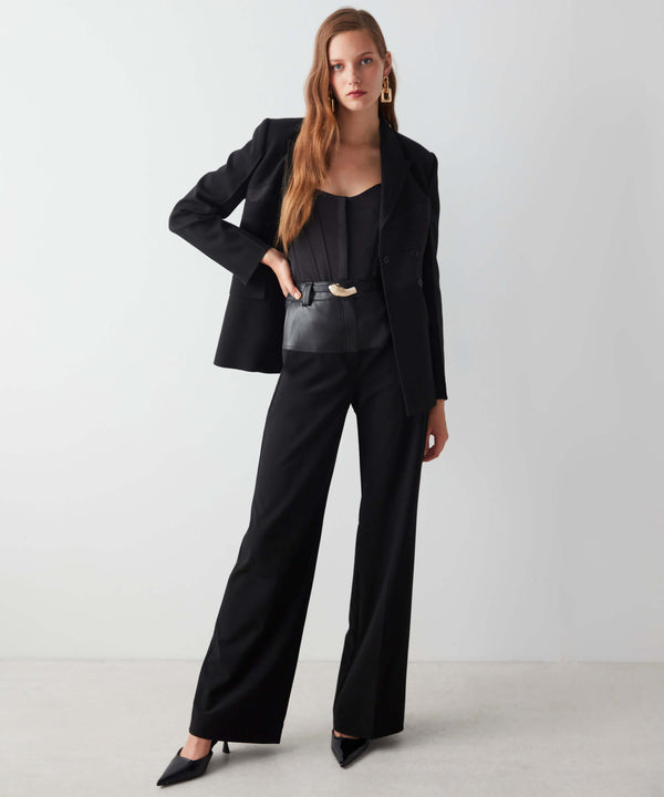 Ipekyol Synthetic Leather Trousers Black