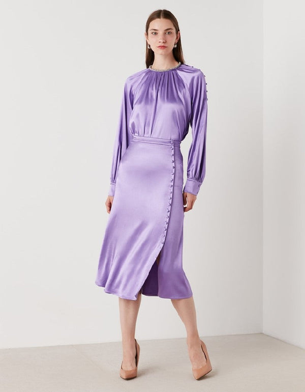 Ipekyol Buttoned Solid Skirt Lilac