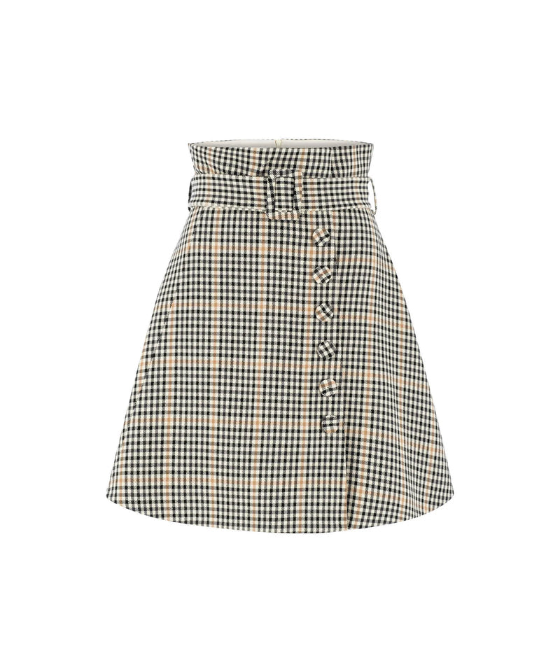 Ipekyol Checkered Skirt With Buttons L.Brown