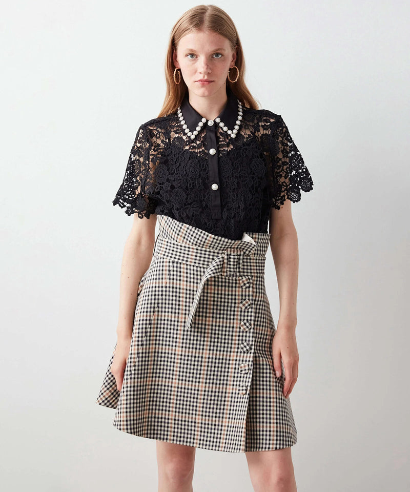 Ipekyol Checkered Skirt With Buttons L.Brown