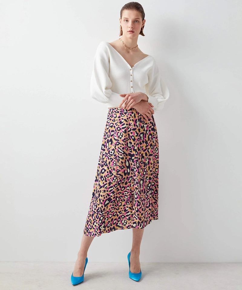 Ipekyol All Over Leopard Printed Skirt Fuschia