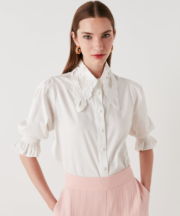 Ipekyol Pointed Lace Collar Shirt Off White