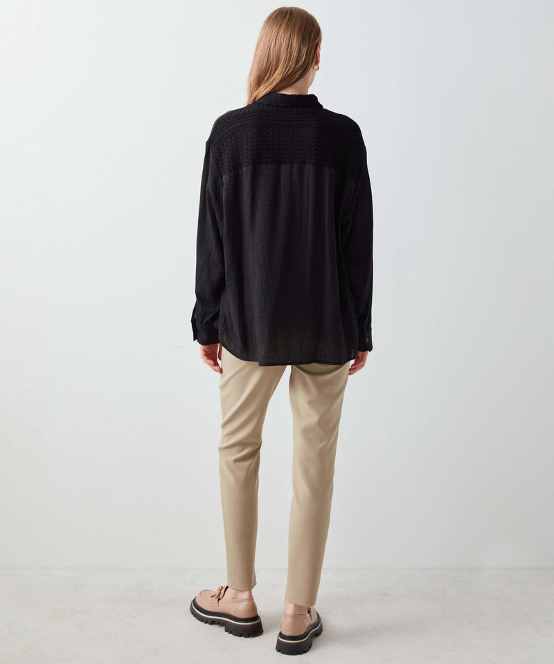 Ipekyol Crochet Collar Textured Shirt Black