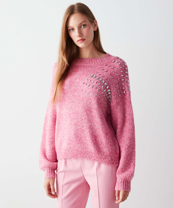 Ipekyol Cystal-Stone Embroidered Knitwear Pink