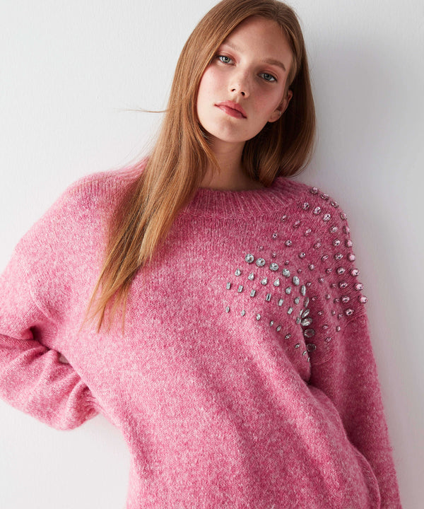 Ipekyol Cystal-Stone Embroidered Knitwear Pink