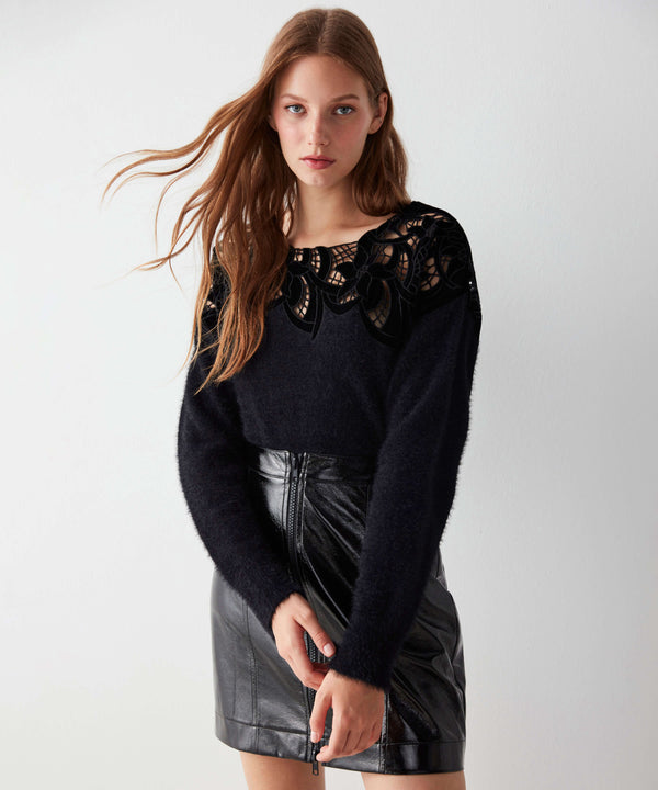 Ipekyol Knitwear With Lace Embroidery Black