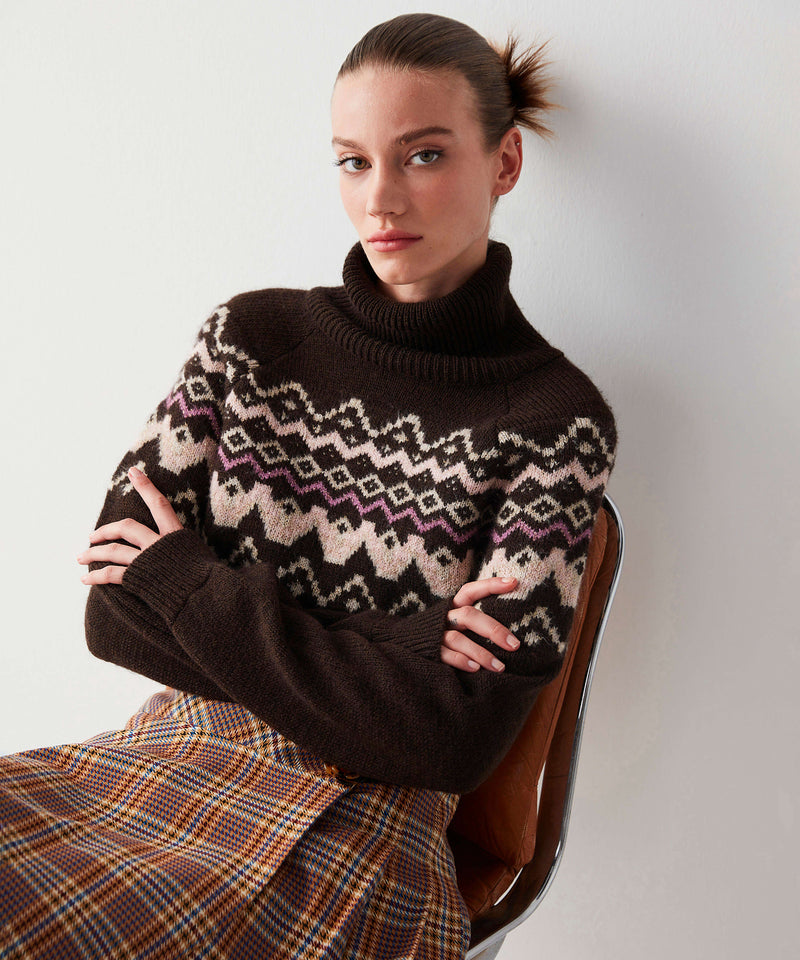 Ipekyol Patterned Turtleneck Knitwear Brown