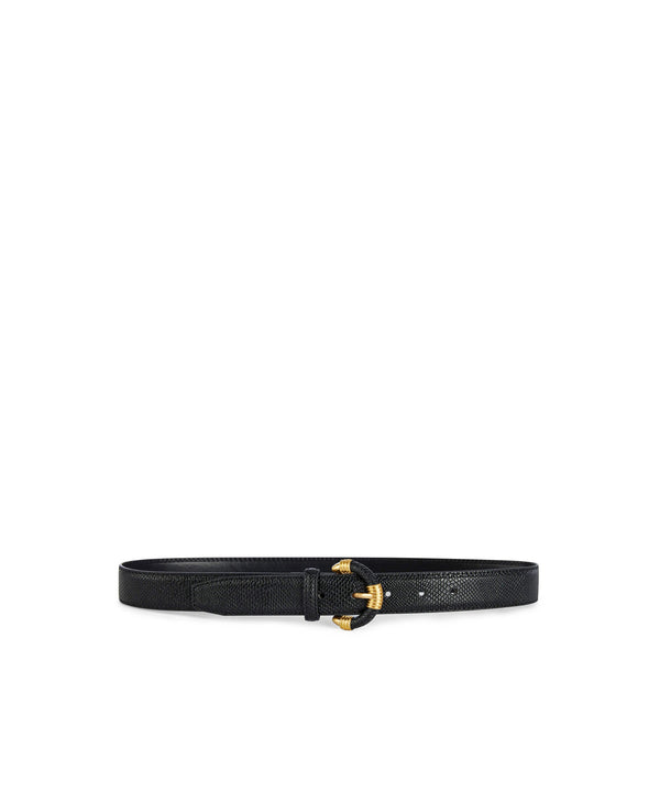 Ipekyol Textured Belt With Metal Button Black