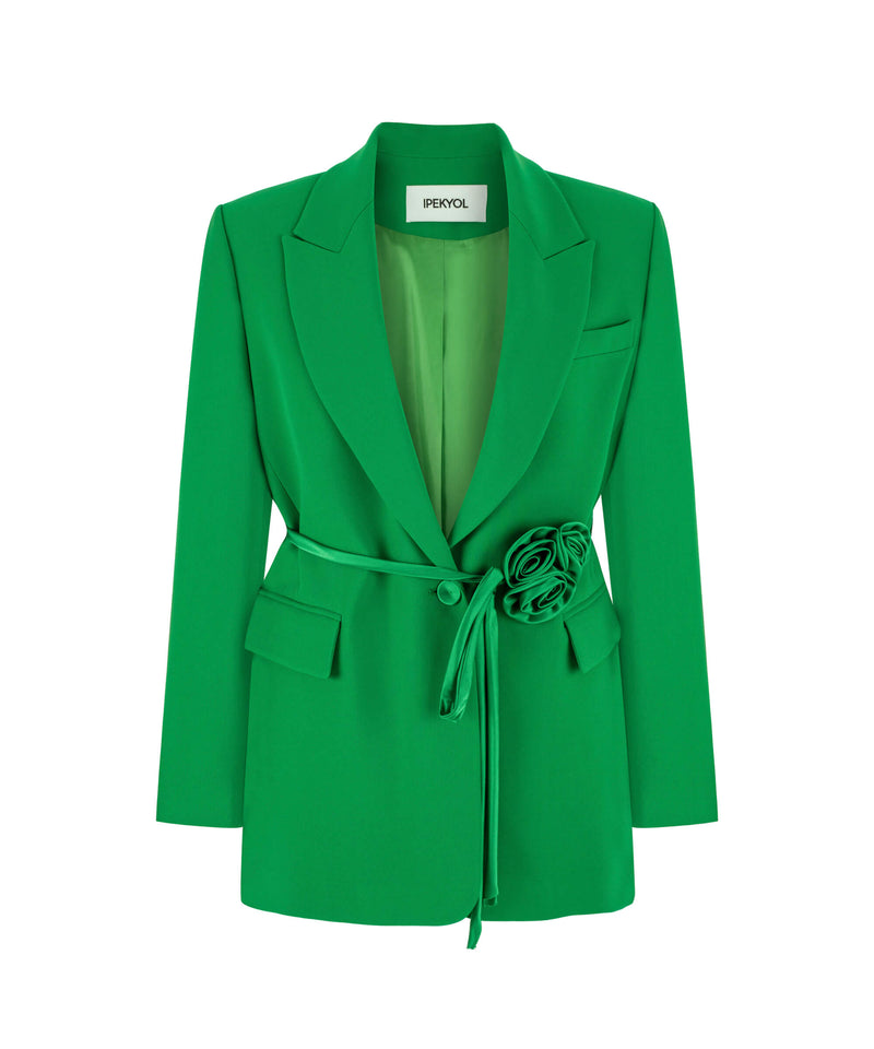 Ipekyol Blazer With Floral Belt Accessory Green