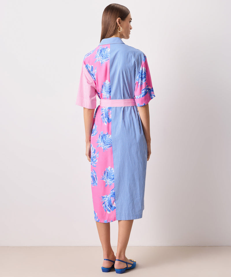 Ipekyol Striped With Floral Print Dress Pink