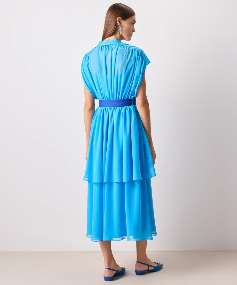 Ipekyol Contrast Belt Layered Dress Blue