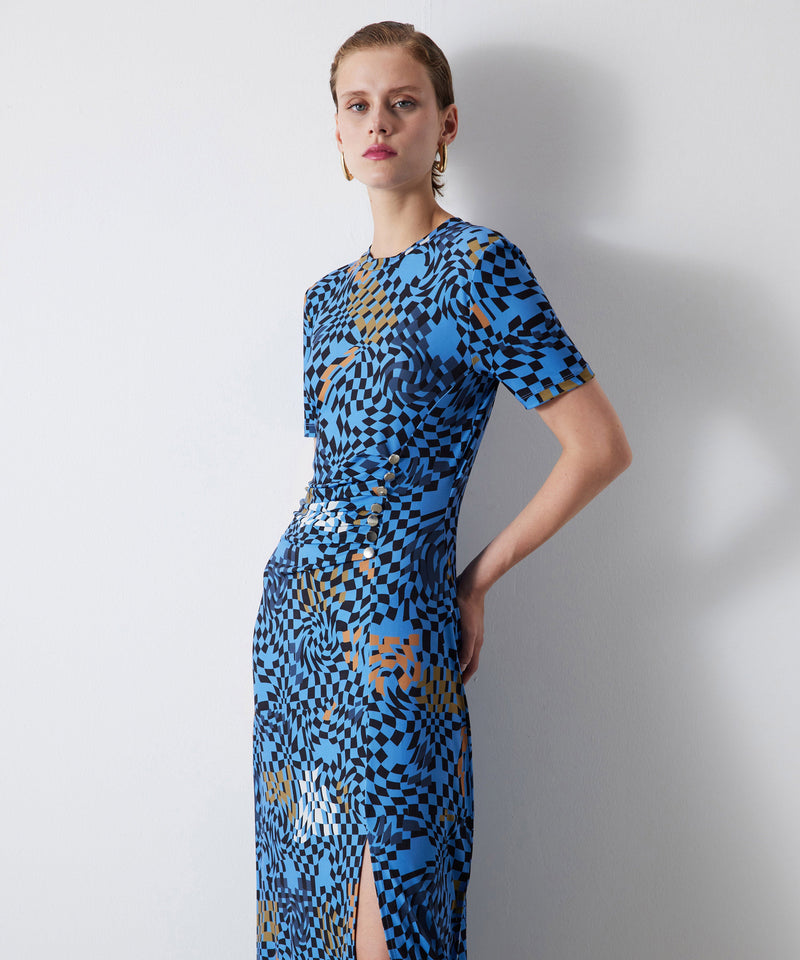 Ipekyol Geometric Pattern Midi Dress Blue