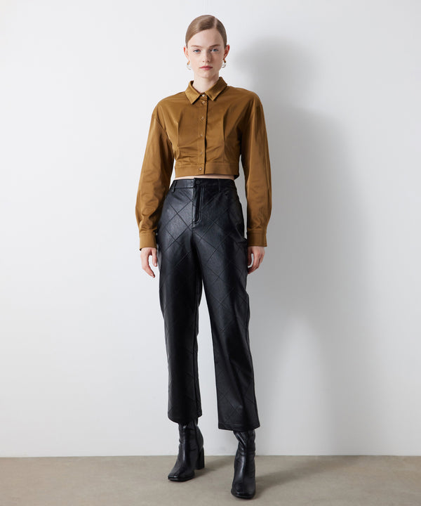 Ipekyol Leather Look Stitched Trousers Black