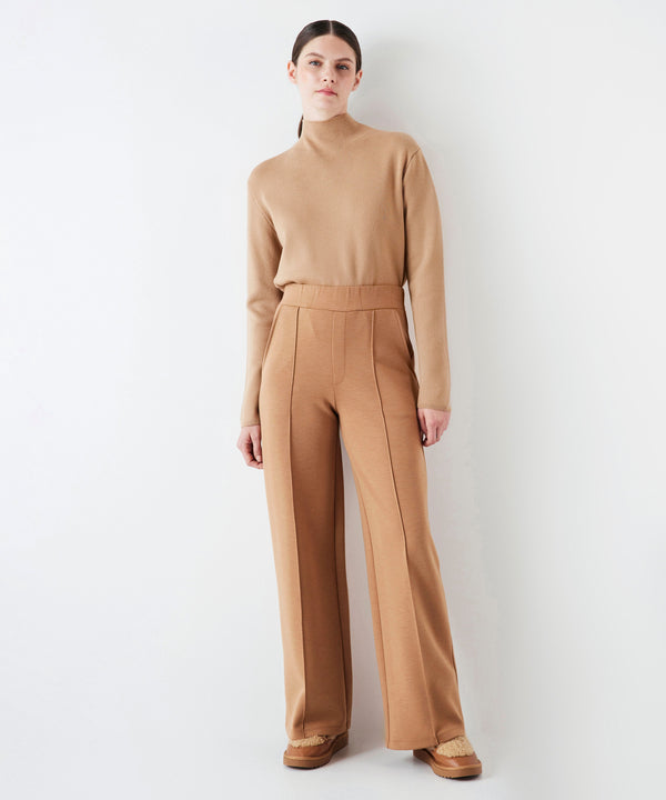 Ipekyol Relaxed Fit Rib-Stitched Trousers Camel