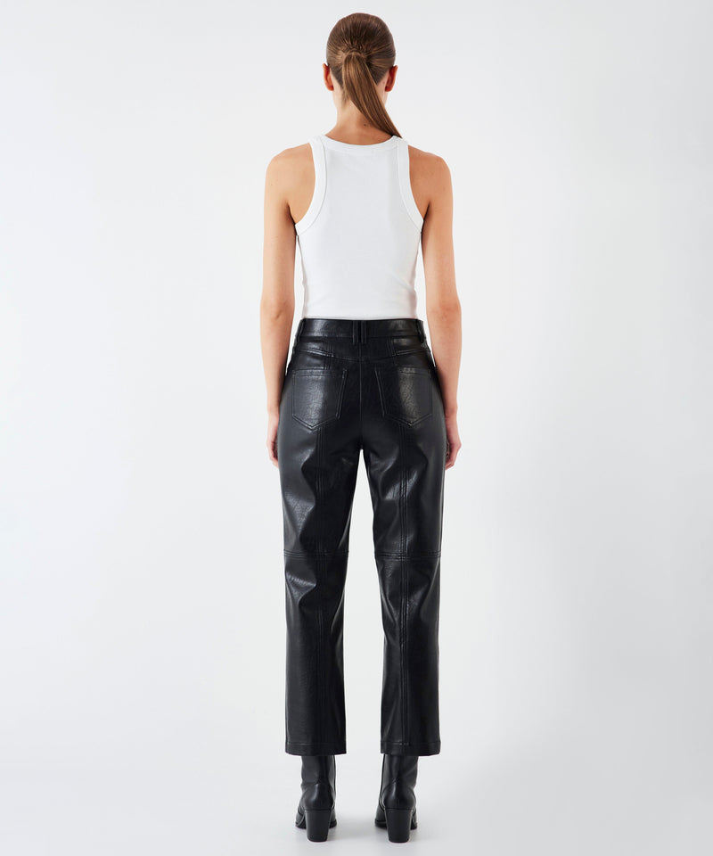 Ipekyol Straight Fit Leather Look Trousers Black