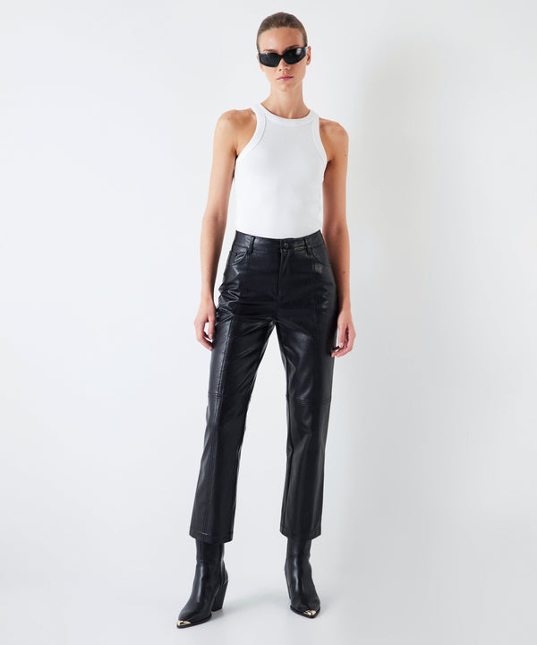Ipekyol Straight Fit Leather Look Trousers Black