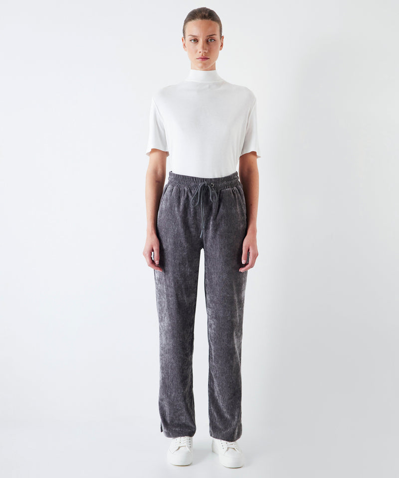 Ipekyol Relaxed Fit Trousers With Velvet Look Grey Melange