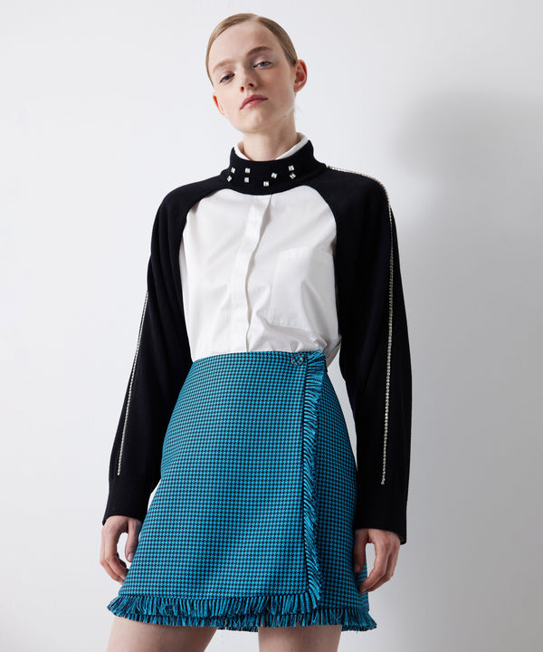 Ipekyol Crowbar Pattern Mini Skirt Blue