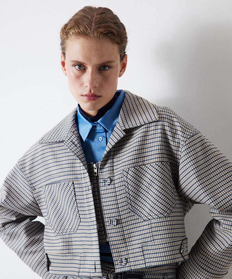 Ipekyol Hounds Tooth Pattern Jacket Light Grey