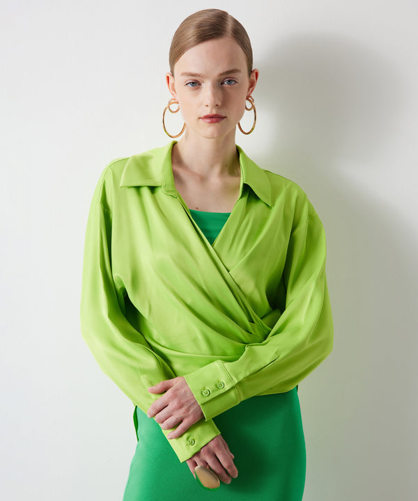 Ipekyol Solid Draped Detail Blouse Lime