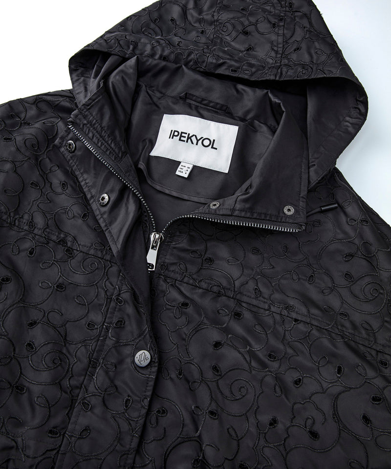 Ipekyol Embroidered Technical Fabric Top Coat Black