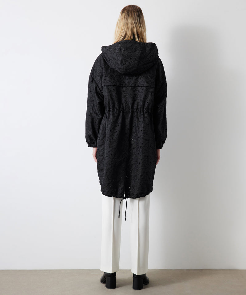 Ipekyol Embroidered Technical Fabric Top Coat Black