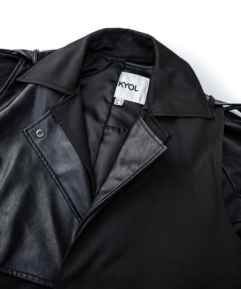 Ipekyol Faux Leather Mix Epaulette Trench Coat Black