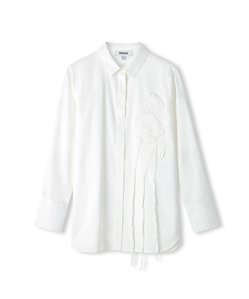 Ipekyol Floral Applique Solid Shirt White