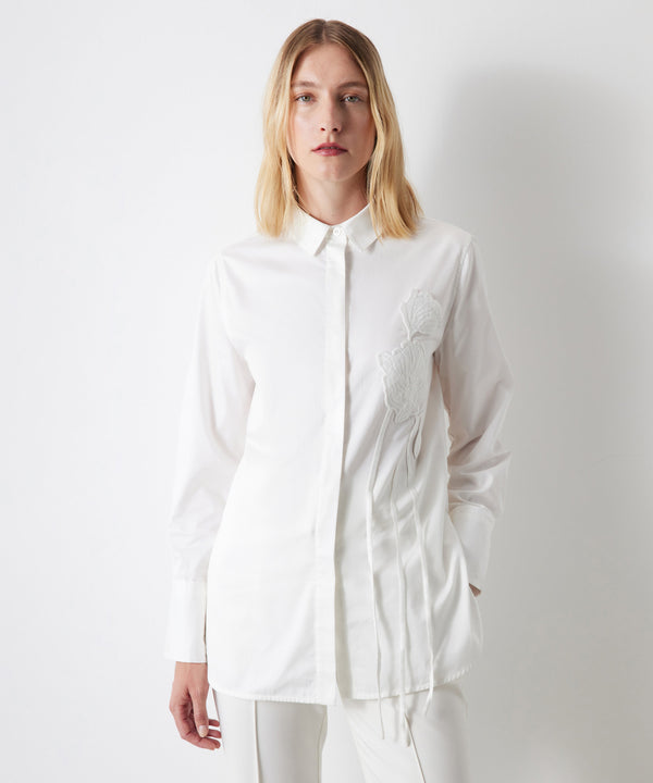 Ipekyol Floral Applique Solid Shirt White